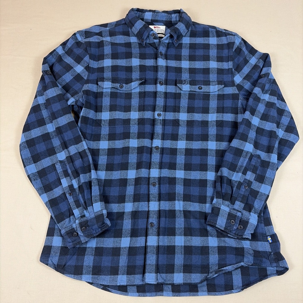 Fjallraven Skog Shirt Mens 2XL Blue/Black Buffalo Plaid Long Sleeve Flannel